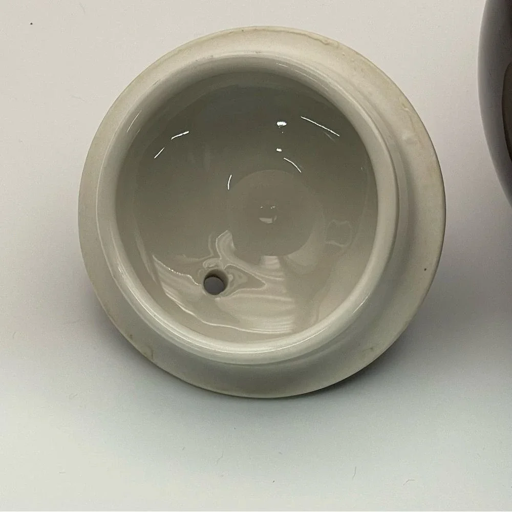 Vintage Hall China Brown‎ Teapot Ivory Interior USA Drip Glaze Vented Lid